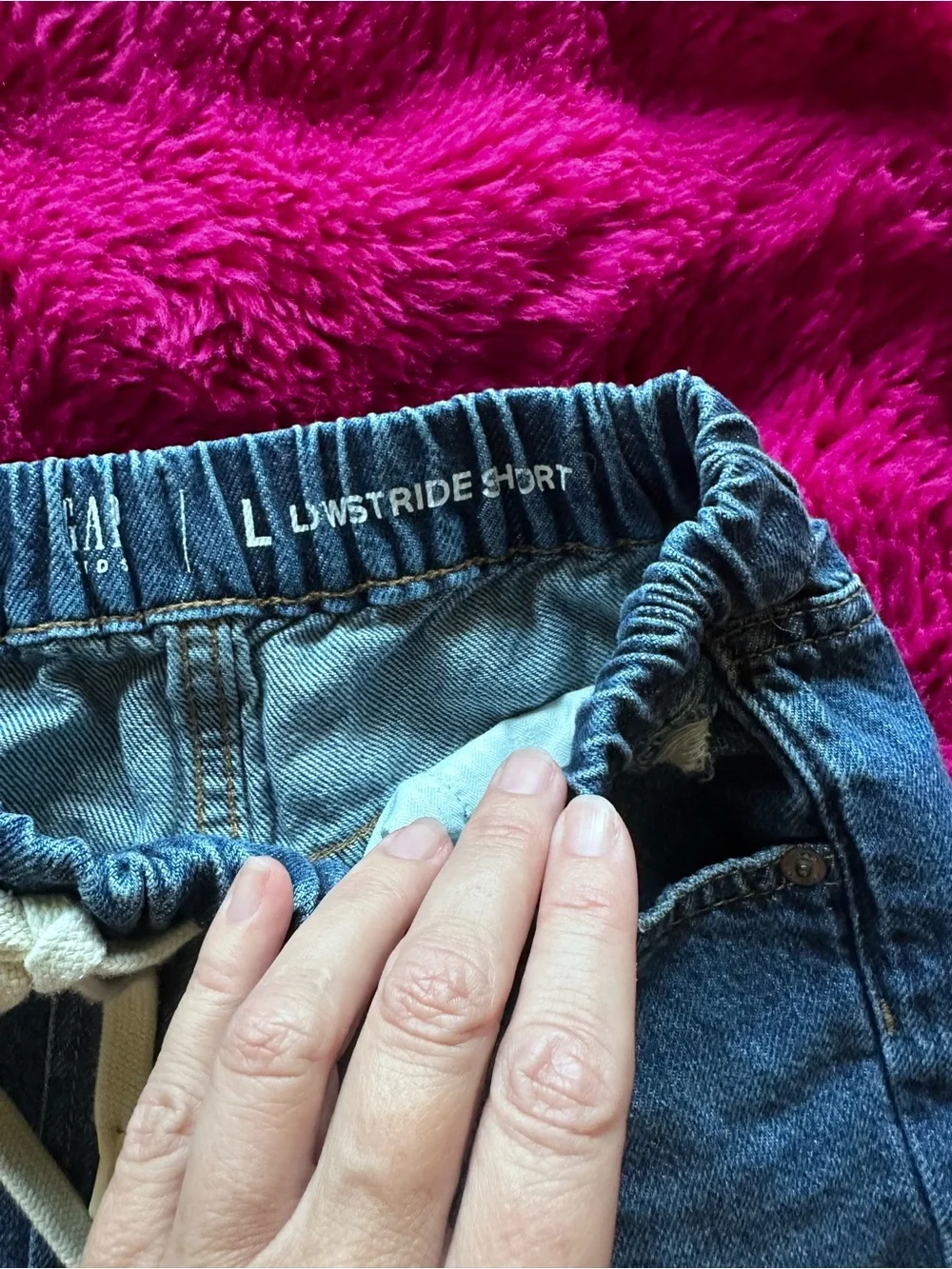 GAP Distressed Denim Drawstring Shorts - Blue